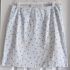 Telluride Clothing Co, Blue & White Lined Floral Skooter Skirt Size 12